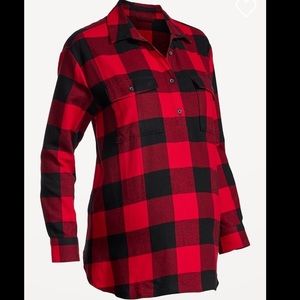 Maternity flannel plaid shirt